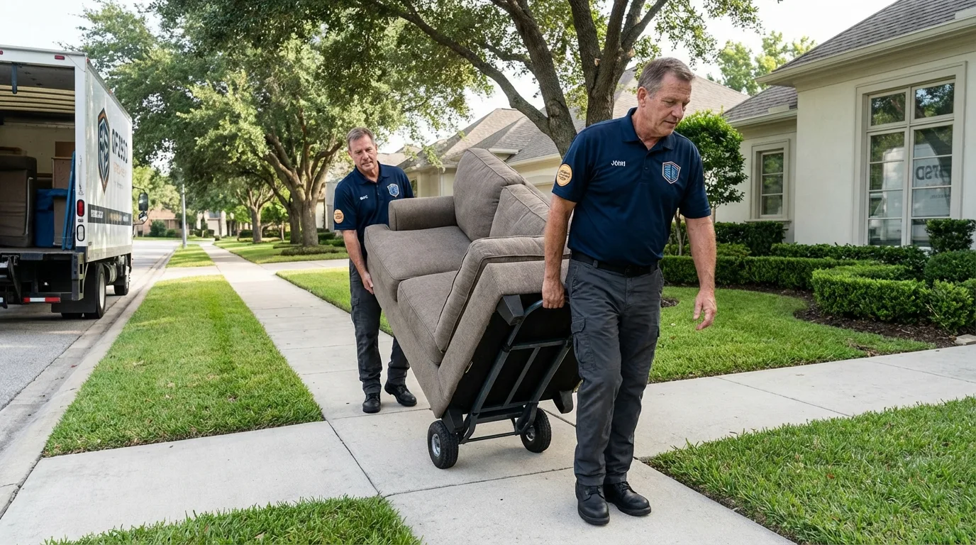 Local residential moving crew loading furniture in Spencer, IA
