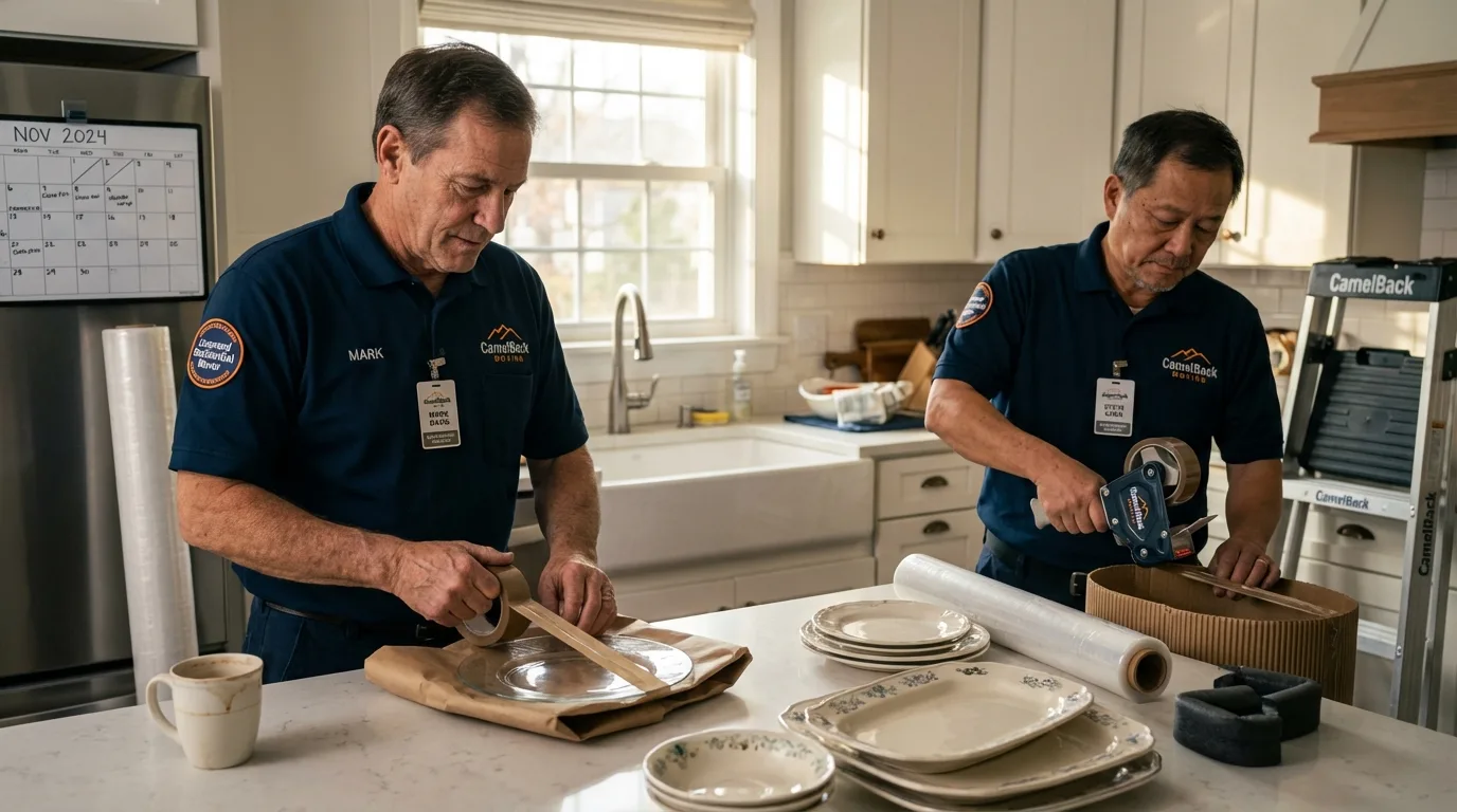 Professional crew packing kitchen dishware in Spencer, IA